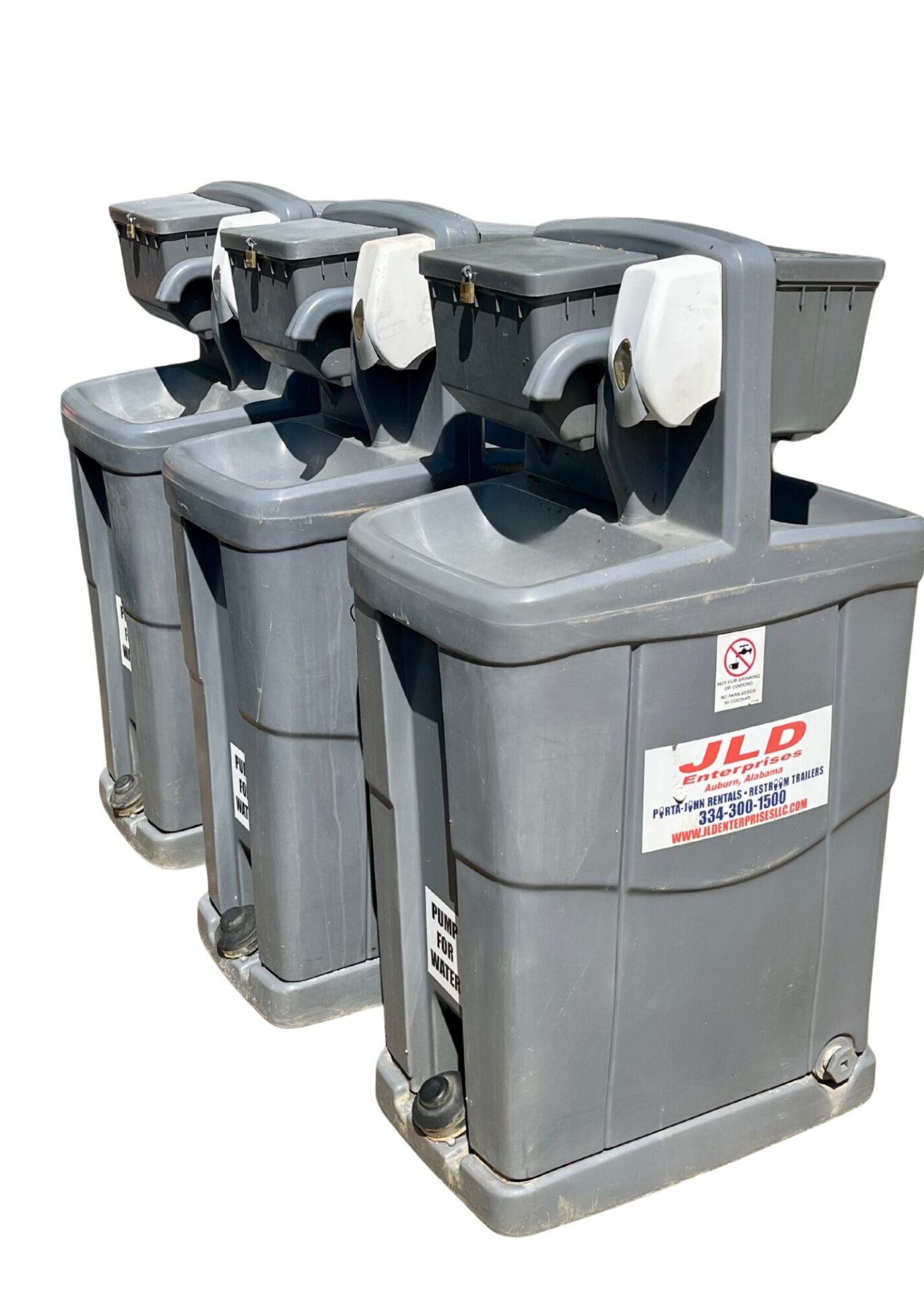 Portable handwashing stations in Auburn, AL, available for event rental. Efficient sanitation solution.