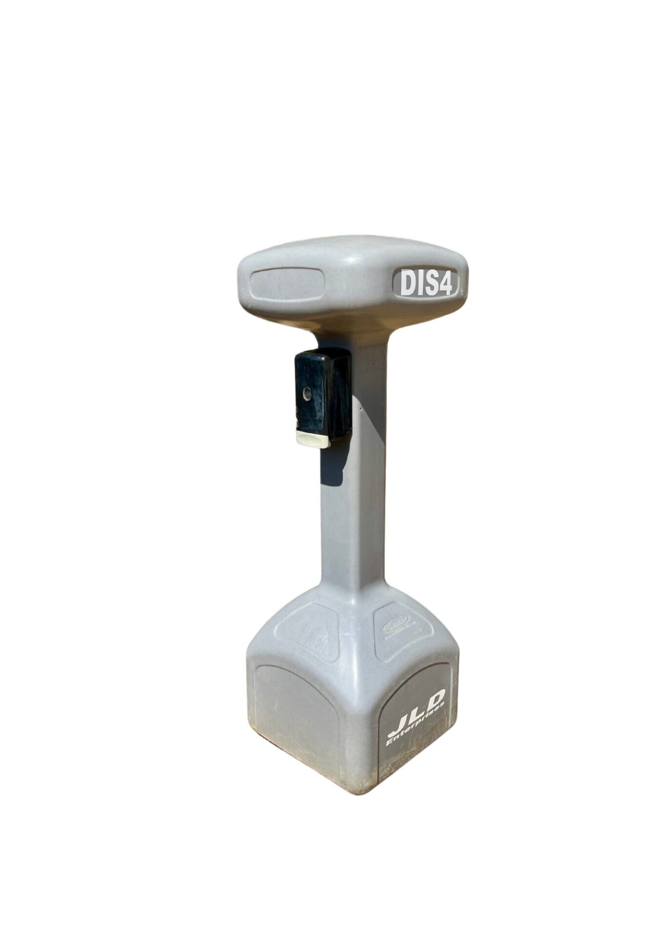 Hand sanitizer dispenser at Auburn, AL park. Touch-free hygiene station for public use outdoors.